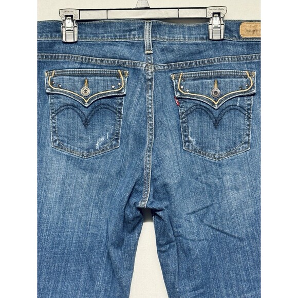 Levi's 515 Jeans Women's size 16 Red Tab Denim Medium Wash Boot Cut Flap Pocket - Picture 4 of 8
